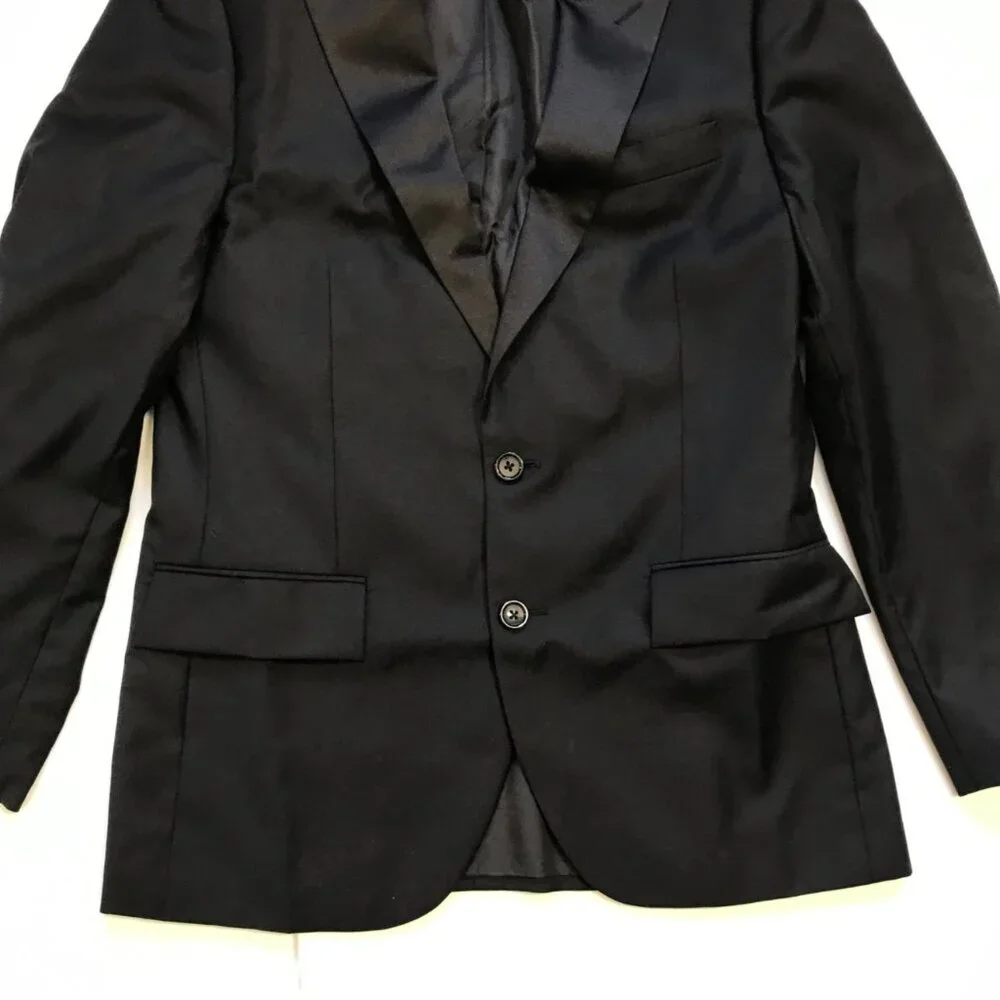 NWT JCREW Thompson Tuxedo Peal Lapel Jacket Mens 38 S Black Wool Slim Fit AZ235